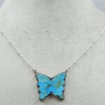 Mohave Turquoise 925 Sterling Silver Butterfly Necklace (REXT45-304)