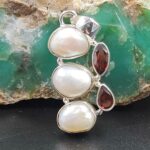 Baroque Pearl and Multi Gemstone 1.5" 925 Sterling Silver Pendant (RS58-26)