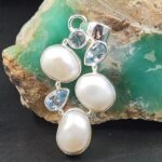 Baroque Pearl and Multi Gemstone 1.5" 925 Sterling Silver Pendant (RS58-32)