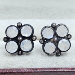 Moonstone & Diamond 925 Sterling Silver Stud Earring (RS110-278)