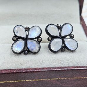 Moonstone & Diamond 925 Sterling Silver Stud Earring (RS110-282)