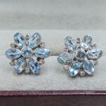 Blue Topaz & Diamond 925 Sterling Silver Stud Earring (RS110-290)