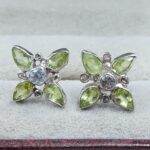 Blue Topaz, Peridot & Diamond 925 Sterling Silver Stud Earring (RS110-300)