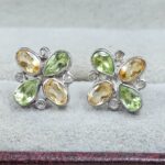 Peridot, Citrine & Diamond 925 Sterling Silver Stud Earring (RS110-303)
