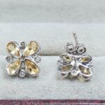 Citrine & Diamond 925 Sterling Silver Stud Earring (RS110-309)