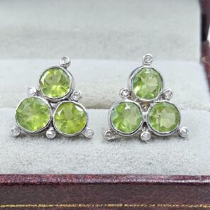 Peridot & Diamond 925 Sterling Silver Stud Earring (RS110-284)