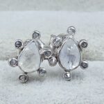 Moonstone & Diamond 925 Sterling Silver Stud Earring (RS110-327)