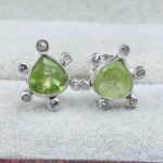 Peridot & Diamond 925 Sterling Silver Stud Earring (RS110-285)