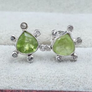 Peridot & Diamond 925 Sterling Silver Stud Earring (RS110-285)
