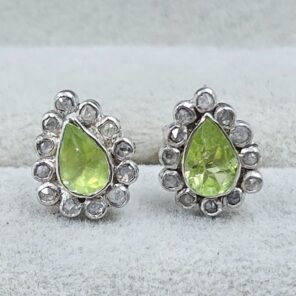 Peridot & Diamond 925 Sterling Silver Stud Earring (RS110-286)