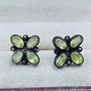 Peridot & Diamond 925 Sterling Silver Stud Earring (RS110-289)