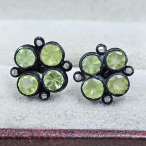 Peridot & Diamond 925 Sterling Silver Stud Earring (RS110-288)