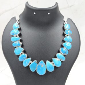 Arizona Turquoise 925 Sterling Silver Necklace (REXT104-32)