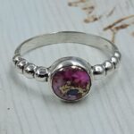Pink Dahlia Turquoise 925 Sterling Silver Ring (REXT82-16)
