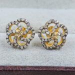 Citrine & Diamond 925 Stertling Silver Stud Earring (RS5-163)