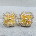 Citrine & Diamond 925 Stertling Silver Stud Earring (RS5-166)