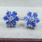 Tanzanite & Diamond 925 Stertling Silver Stud Earring (RS5-143)
