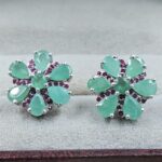 Emerald, Ruby 925 Stertling Silver Stud Earring (RS5-129)