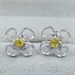 Citrine & Diamond 925 Stertling Silver Stud Earring (RS5-161)