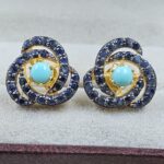 Kingman Turquoise & Black Onyx 925 Stertling Silver Stud Earring (RS5-124)