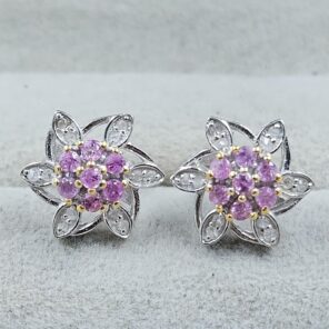 Ruby & Diamond 925 Stertling Silver Stud Earring (RS5-148)