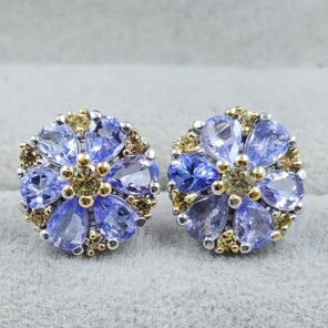 Tanzanite & Citrine 925 Stertling Silver Stud Earring (RS5-151)