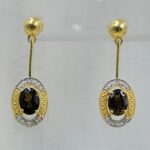 Black Onyx & Diamond 925 Stertling Silver Two Tone Stud Earring (RS5-125)