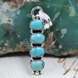 Kingman Turquoise 1.5" 925 Sterling Silver Pendant (REXT20-256)