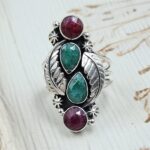 Ruby & Emerald 925 Sterling Silver Ring (REXT17-58)