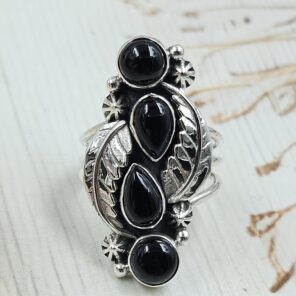 Black Onyx 925 Sterling Silver Ring (REXT17-56)