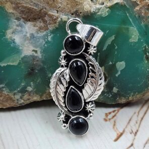 Black Onyx 1.5" 925 Sterling Silver Pendant (REXT20-202)