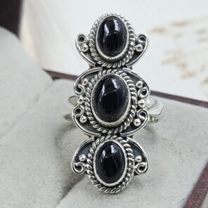 Black Onyx 925 Sterling Silver Ring (REXT17-50)