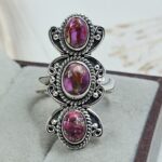 Pink Dahlia Turquoise 925 Sterling Silver Ring (REXT17-49)