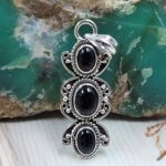 Black Onyx 1.5" 925 Sterling Silver Pendant (REXT20-203)