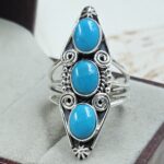Kingman Turquoise 925 Sterling Silver Ring (REXT17-31)