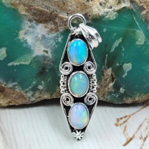 Ethiopian Opal 1.5" 925 Sterling Silver Pendant (REXT20-217)
