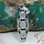 Rainbow Moonstone 1.5" 925 Sterling Silver Pendant (REXT20-219)