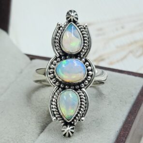 Ethiopian Opal 925 Sterling Silver Ring (REXT17-76)