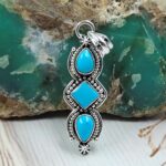 Kingman Turquoise 1.5" 925 Sterling Silver Pendant (REXT20-221)