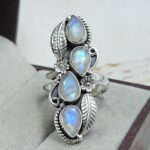 Rainbow Moonstone 925 Sterling Silver Ring (REXT17-36)