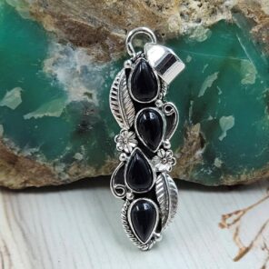 Black Onyx 1.5" 925 Sterling Silver Pendant (REXT20-211)