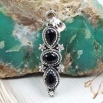 Black Onyx 1.5" 925 Sterling Silver Pendant (REXT20-223)