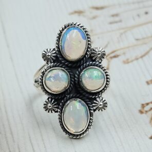 Ethiopian Opal 925 Sterling Silver Ring (REXT17-77)