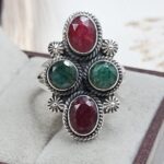 Ruby & Emerald 925 Sterling Silver Ring (REXT17-82)
