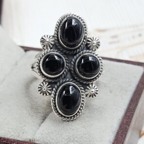 Black Onyx 925 Sterling Silver Ring (REXT17-78)