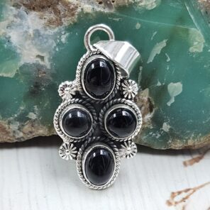 Black Onyx 1.5" 925 Sterling Silver Pendant (REXT20-261)