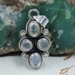 Rainbow Moonstone 1.5" 925 Sterling Silver Pendant (REXT20-259)