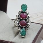 Ruby & Emerald 925 Sterling Silver Ring (REXT17-59)