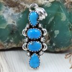 Kingman Turquoise 1.5" 925 Sterling Silver Pendant (REXT20-245)