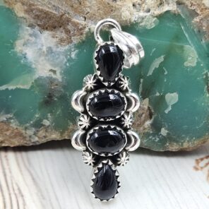 Black Onyx 1.5" 925 Sterling Silver Pendant (REXT20-246)
